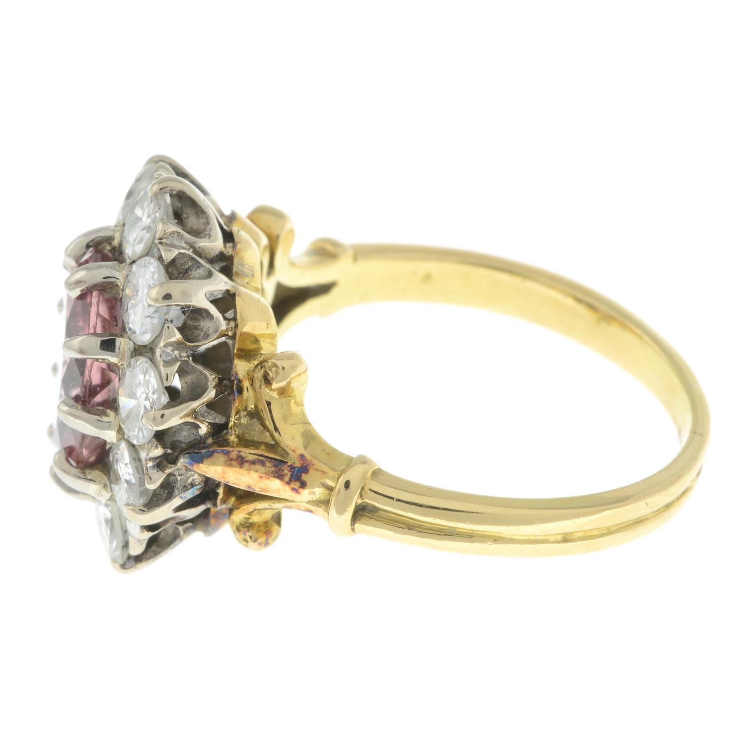 Pink tourmaline and diamond cluster ring - Image 4 of 5