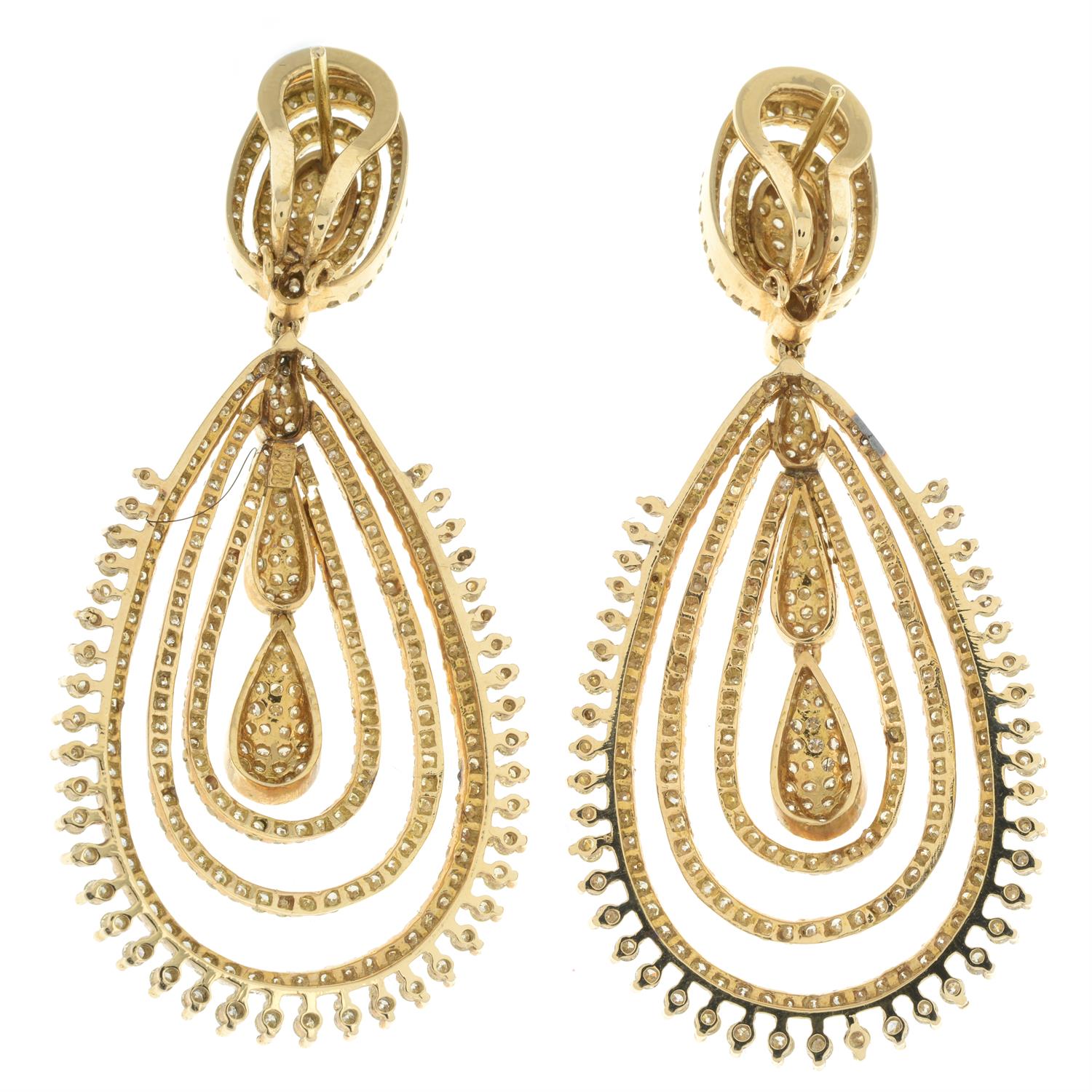 Diamond drop earrings - Image 3 of 3