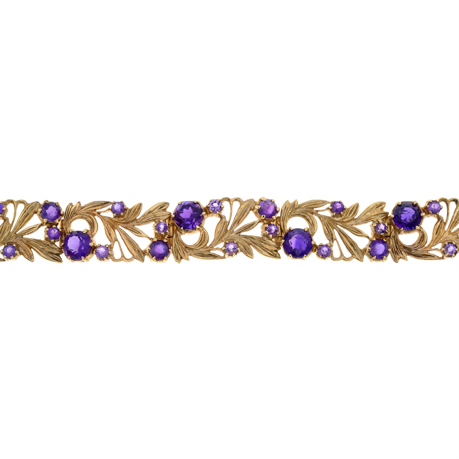 9ct gold amethyst bracelet by, Bernard Instone - Image 3 of 4