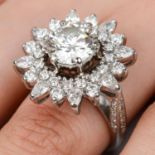 Platinum diamond floral dress ring