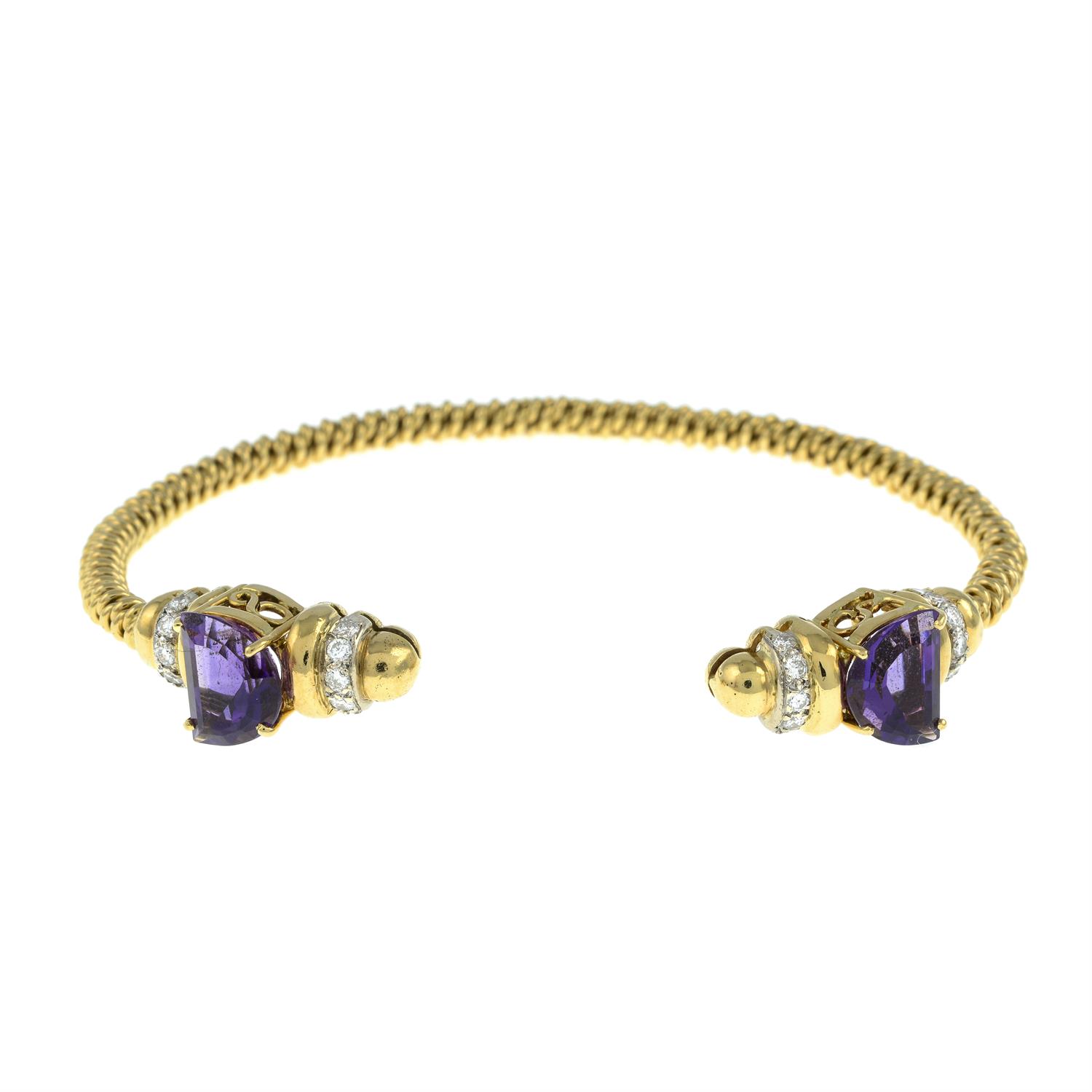 18ct gold amethyst and diamond bangle - Bild 3 aus 6