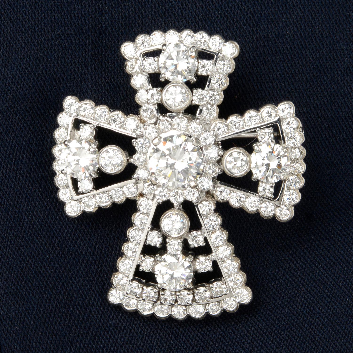 Diamond cross brooch