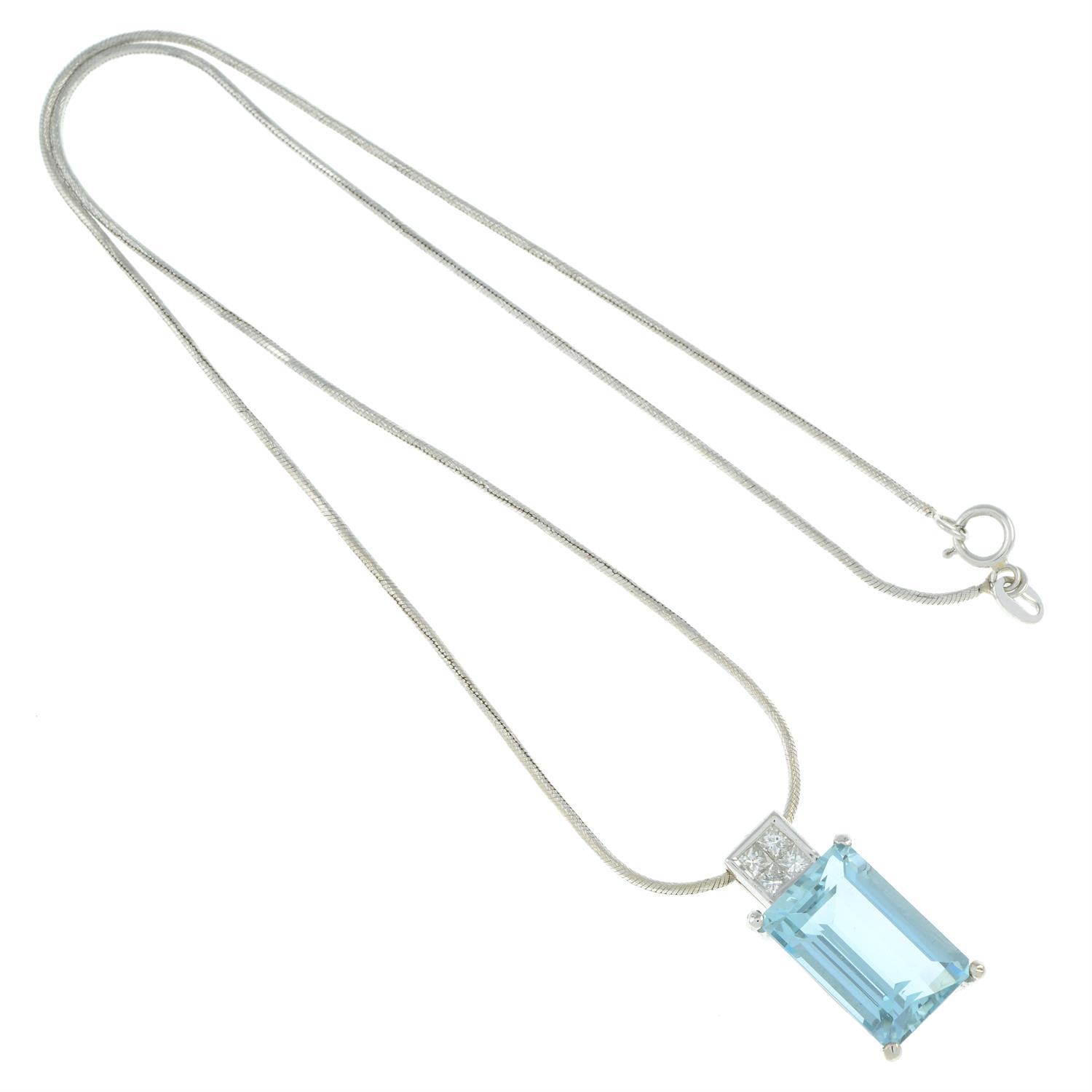 Aquamarine and diamond pendant, with chain - Bild 5 aus 6