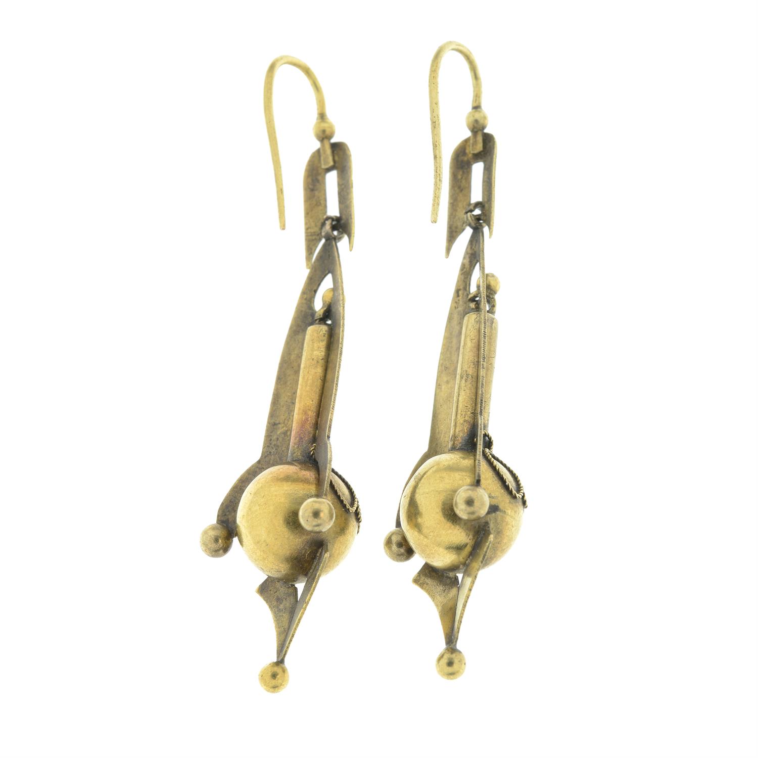 Late 19th century Etruscan Revival gold earrings - Image 4 of 4