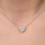 18ct gold diamond heart pendant, on chain