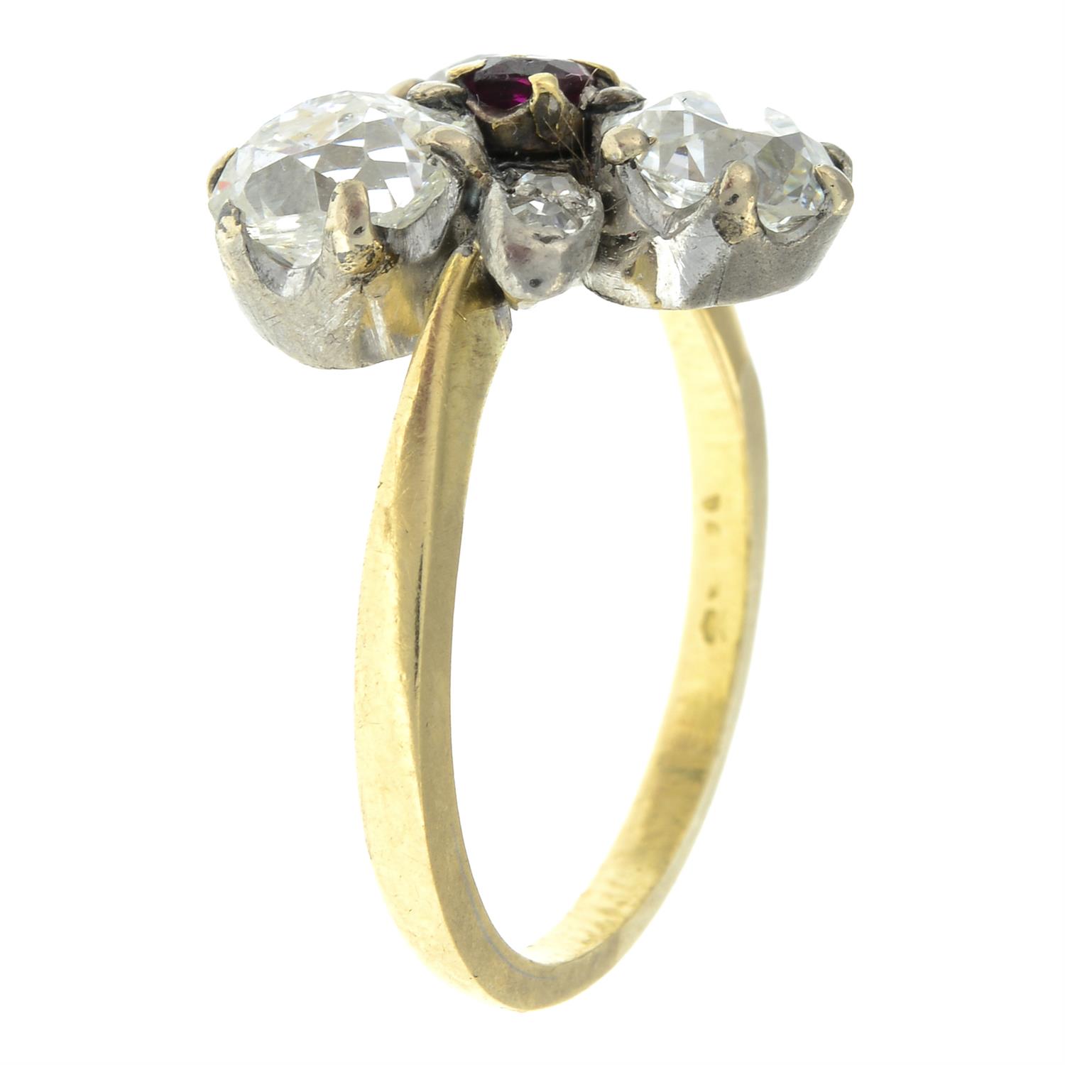 Diamond and spinel floral cluster ring - Image 4 of 5