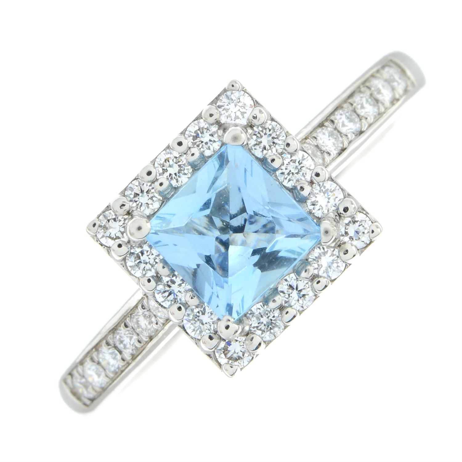 Platinum aquamarine and diamond ring - Bild 2 aus 5