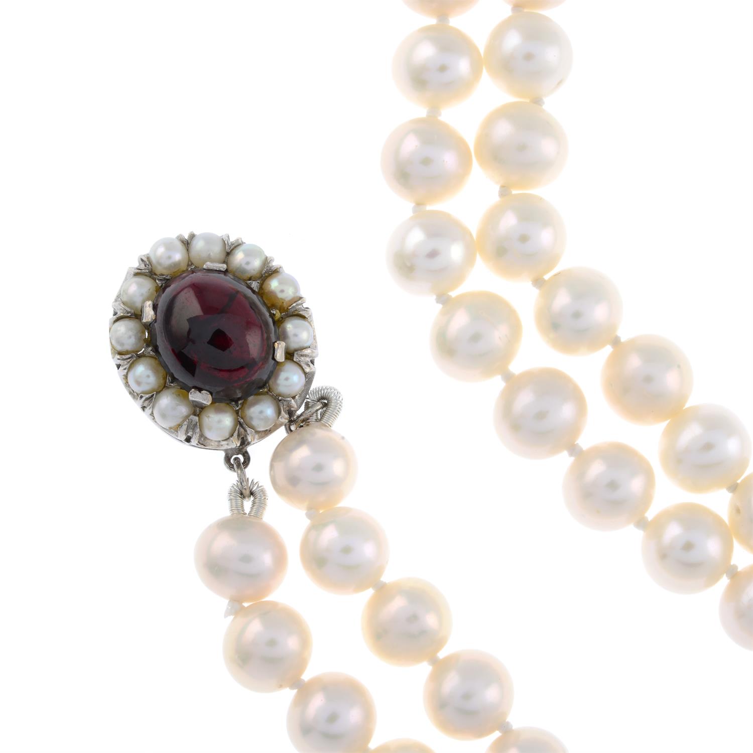 Cultured pearl two-row necklace and bracelet - Image 4 of 6