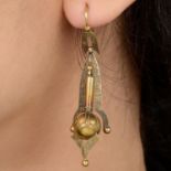 Late 19th century Etruscan Revival gold earrings