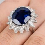 East African sapphire and Diamond cluster ring
