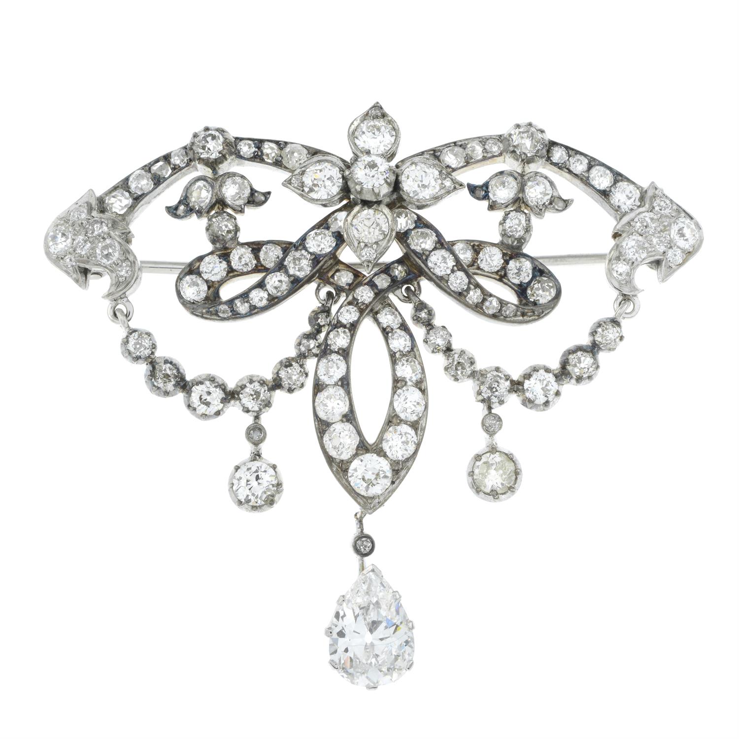 19th century silver and gold diamond brooch - Image 2 of 4