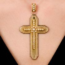 Late 19th century gold split pearl cross pendant