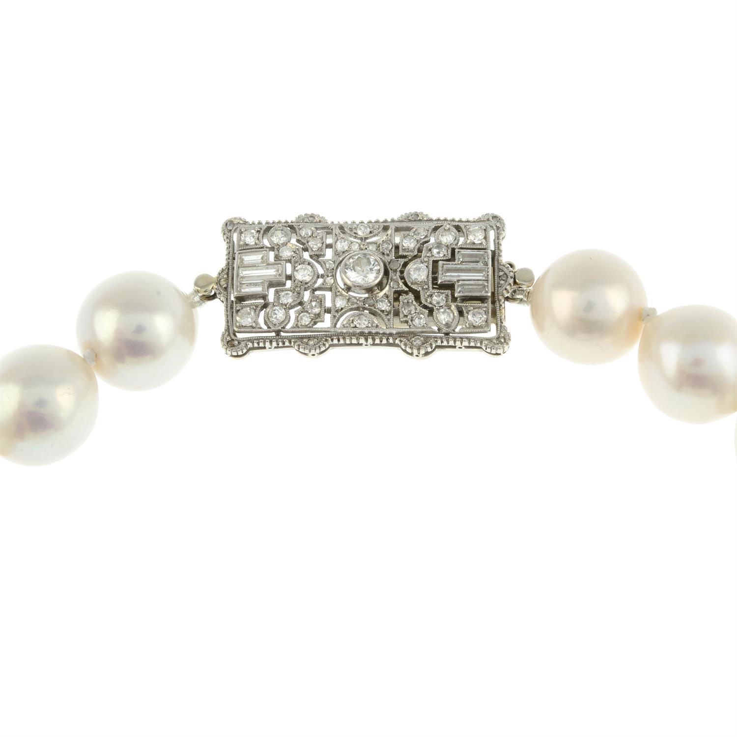 Cultured pearl and diamond necklace - Image 5 of 7