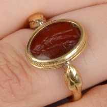 Probably Roman intaglio carnelian ring