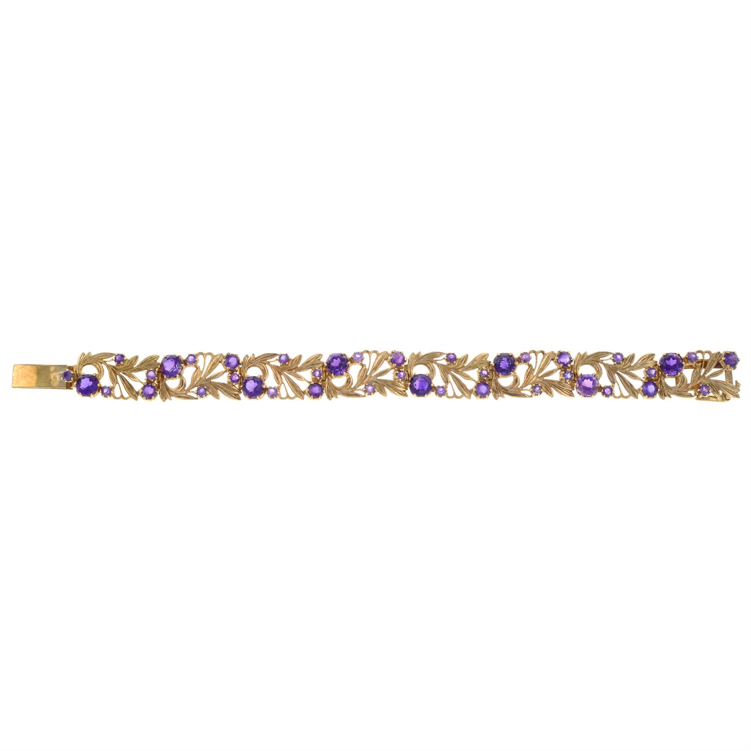 9ct gold amethyst bracelet by, Bernard Instone - Image 2 of 4