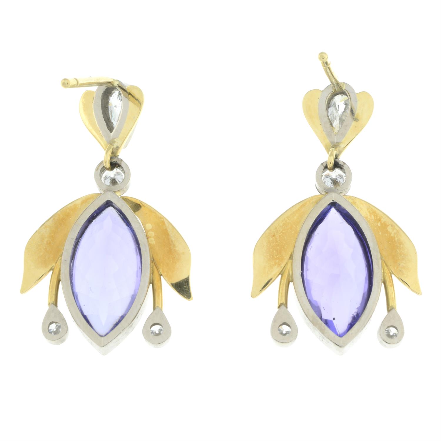 Tanzanite and diamond earrings, by Catherine Best - Image 3 of 4