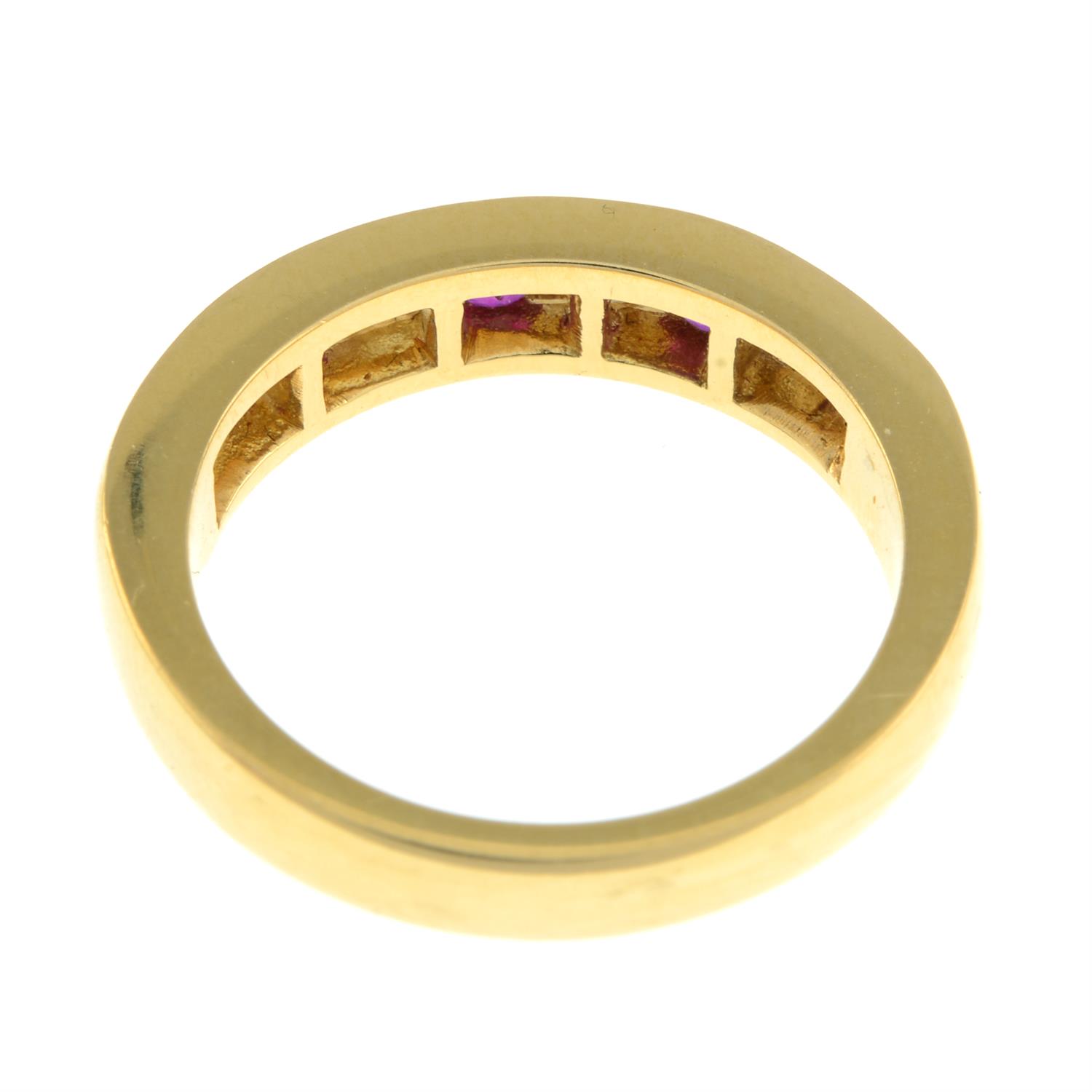 18ct gold ruby and diamond half eternity ring - Image 3 of 5