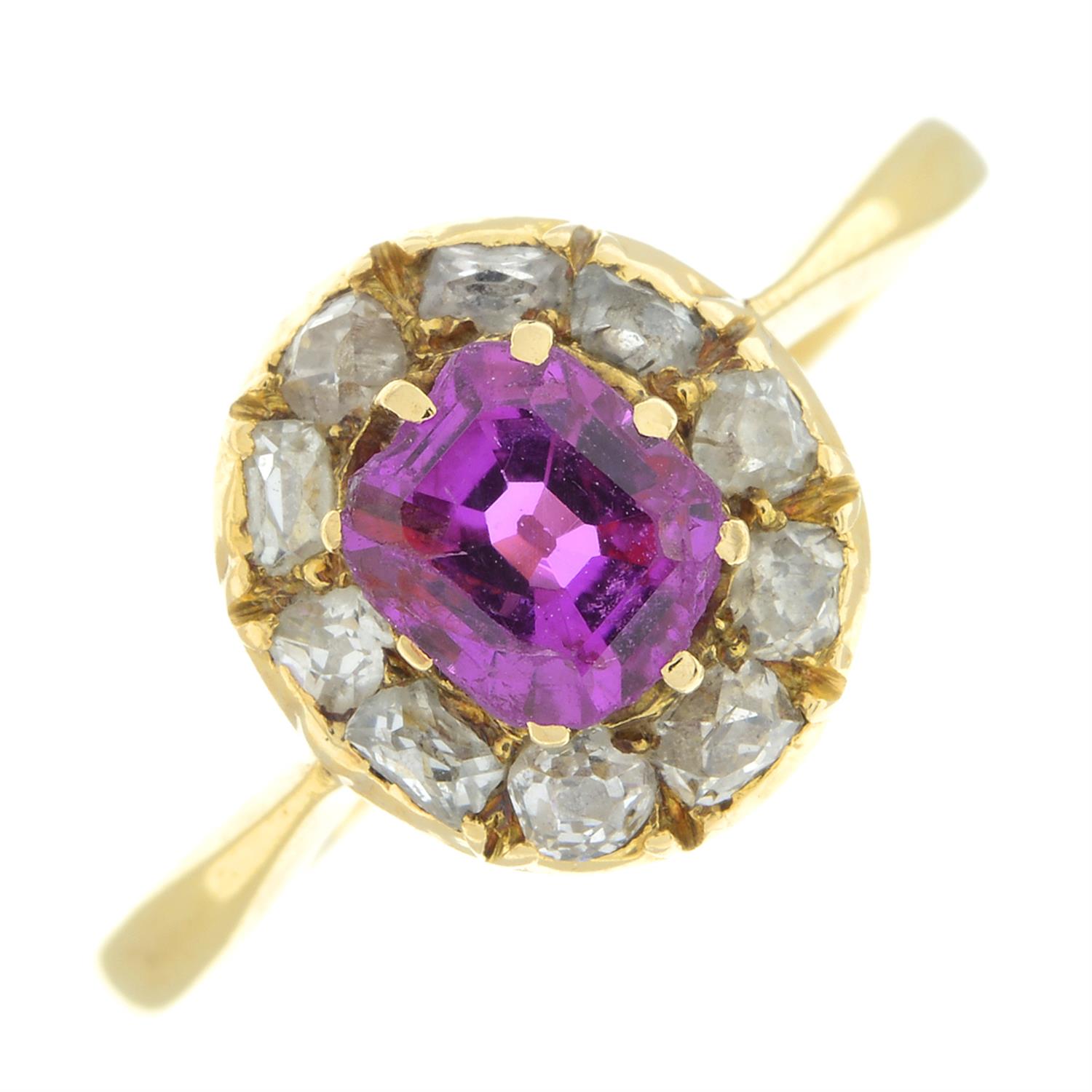 19th century gold Burmese pink sapphire and diamond ring - Image 2 of 5