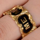Victorian 18ct gold enamel mourning ring