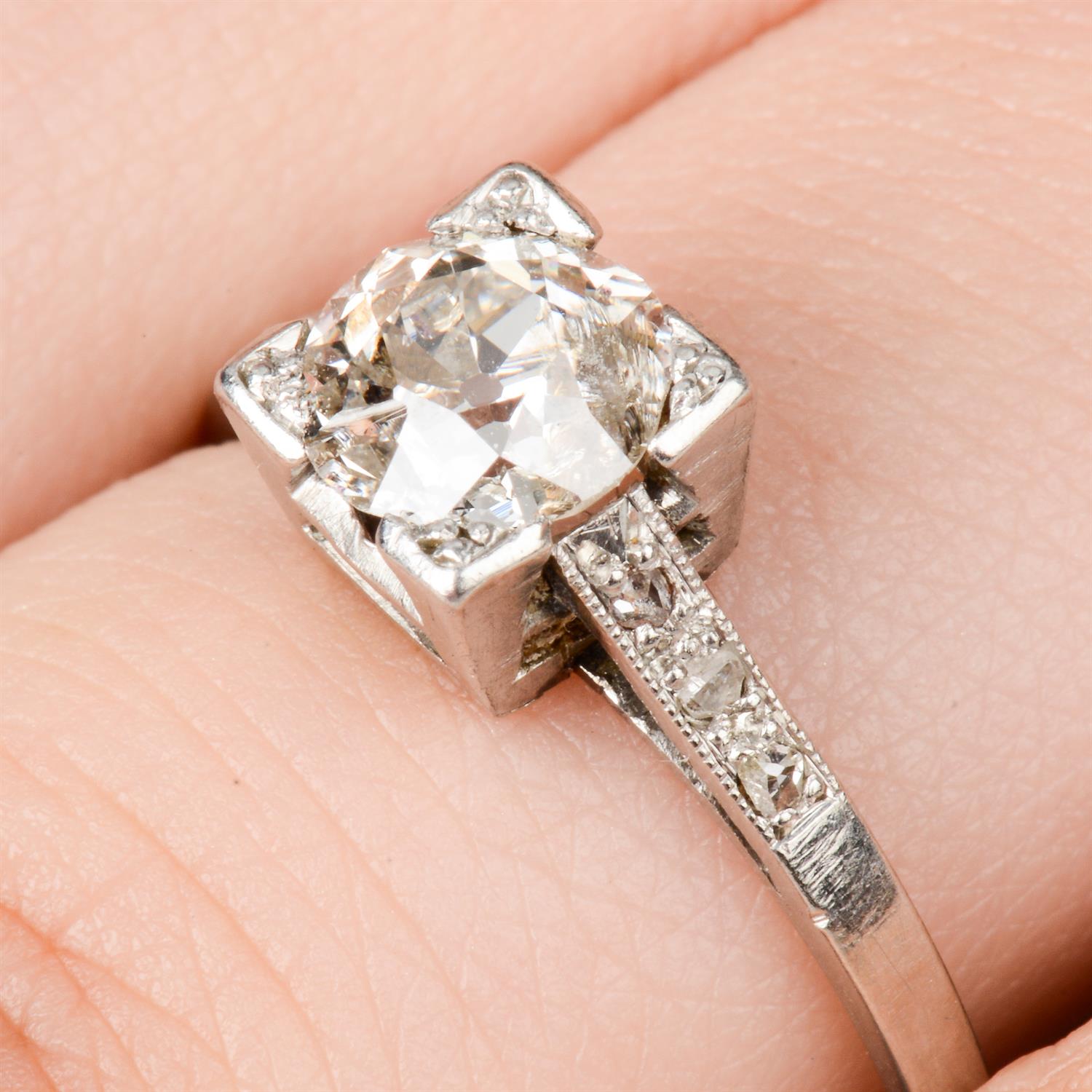 Early 20th century platinum diamond single-stone ring