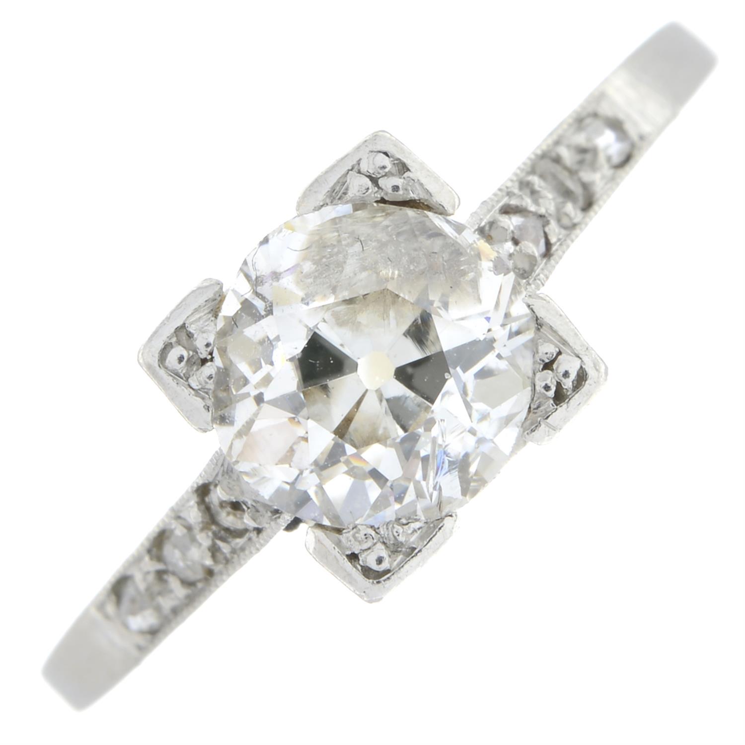 Early 20th century platinum diamond single-stone ring - Bild 2 aus 5