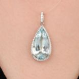 Aquamarine and diamond pendant