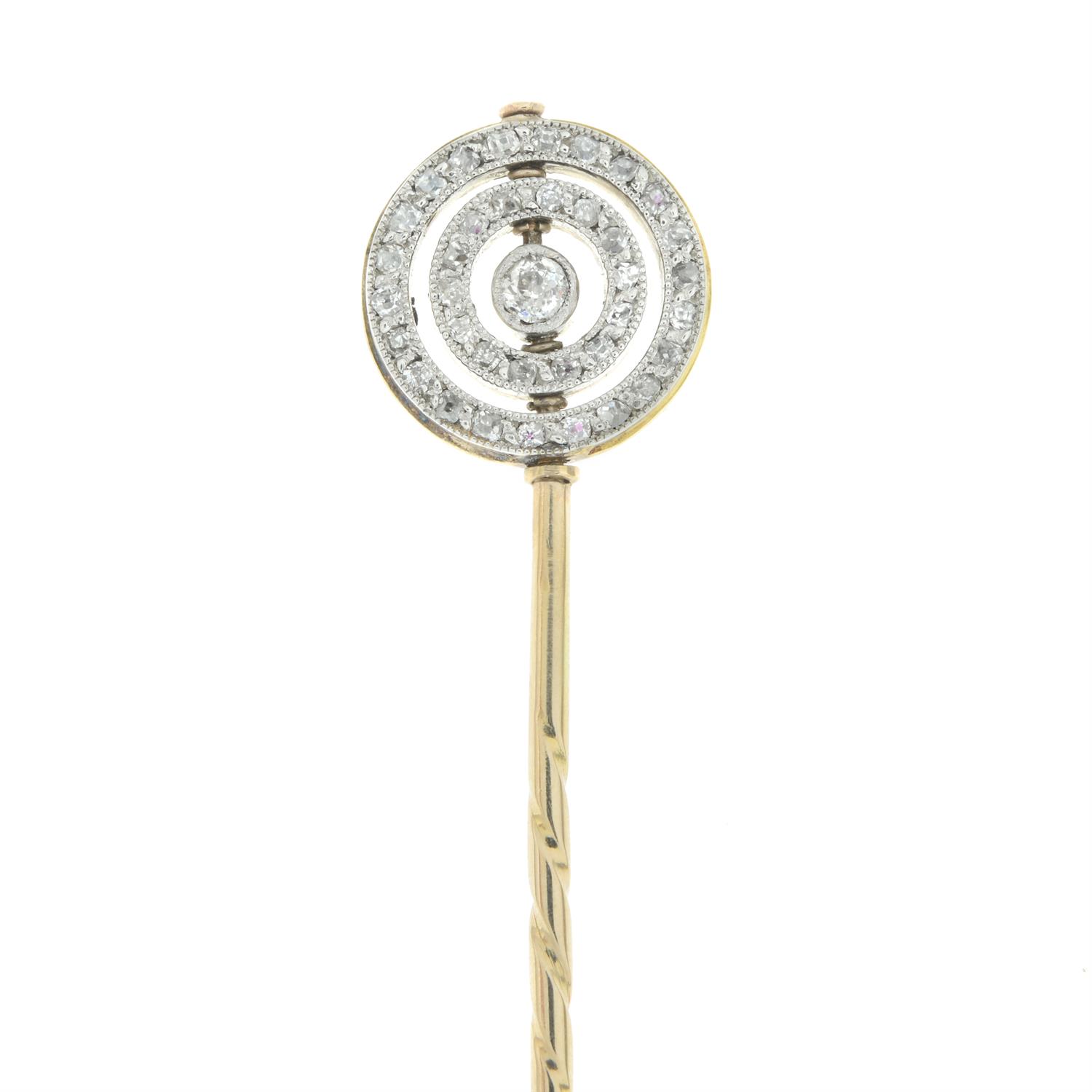 Platinum and gold, ruby and diamond rotating stickpin - Image 2 of 5