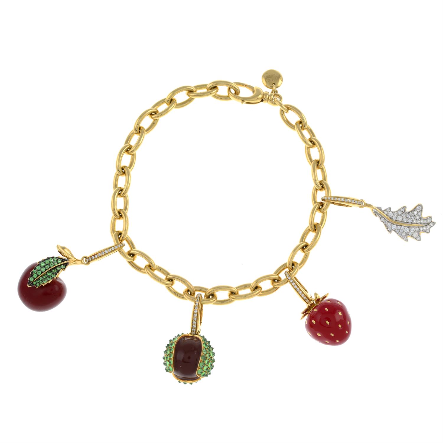 18ct gold bracelet and four charms, by Asprey - Bild 2 aus 7