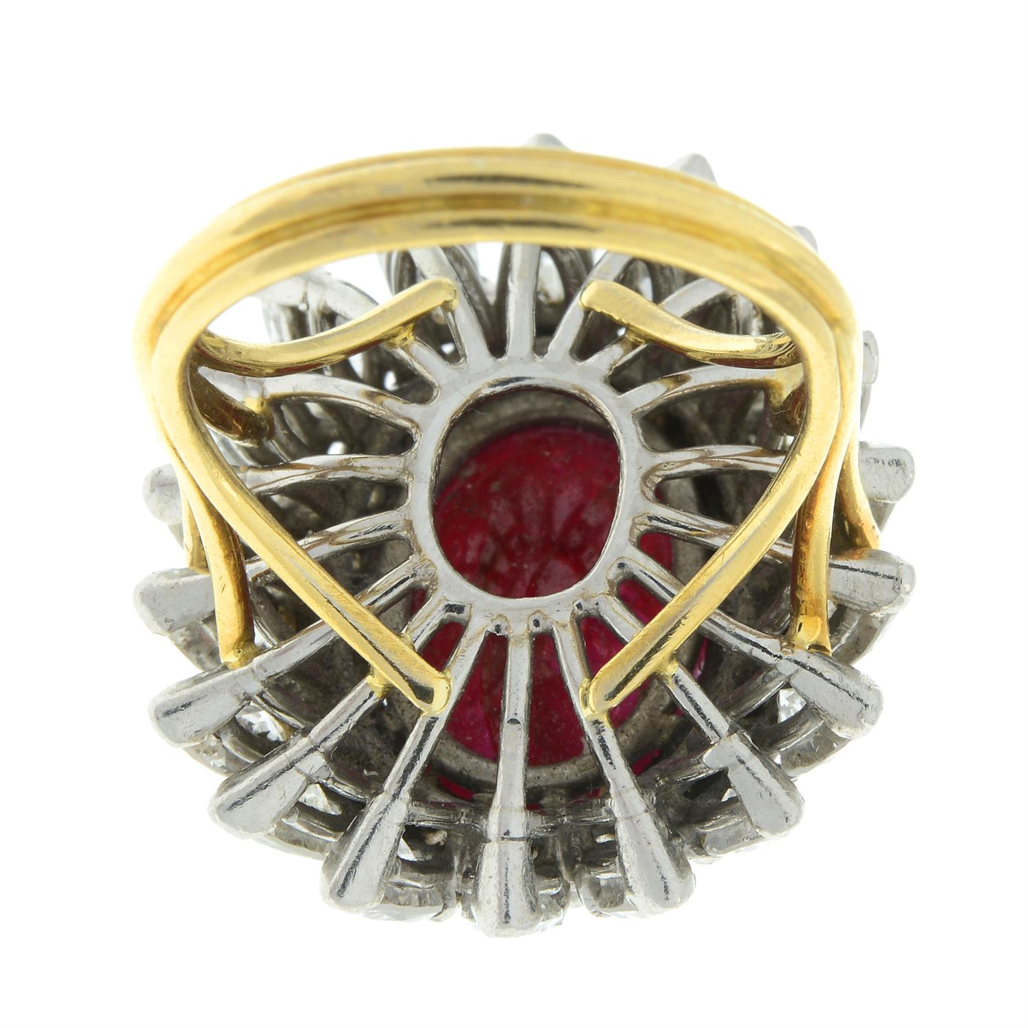 Ruby cabochon and diamond ring - Image 3 of 5