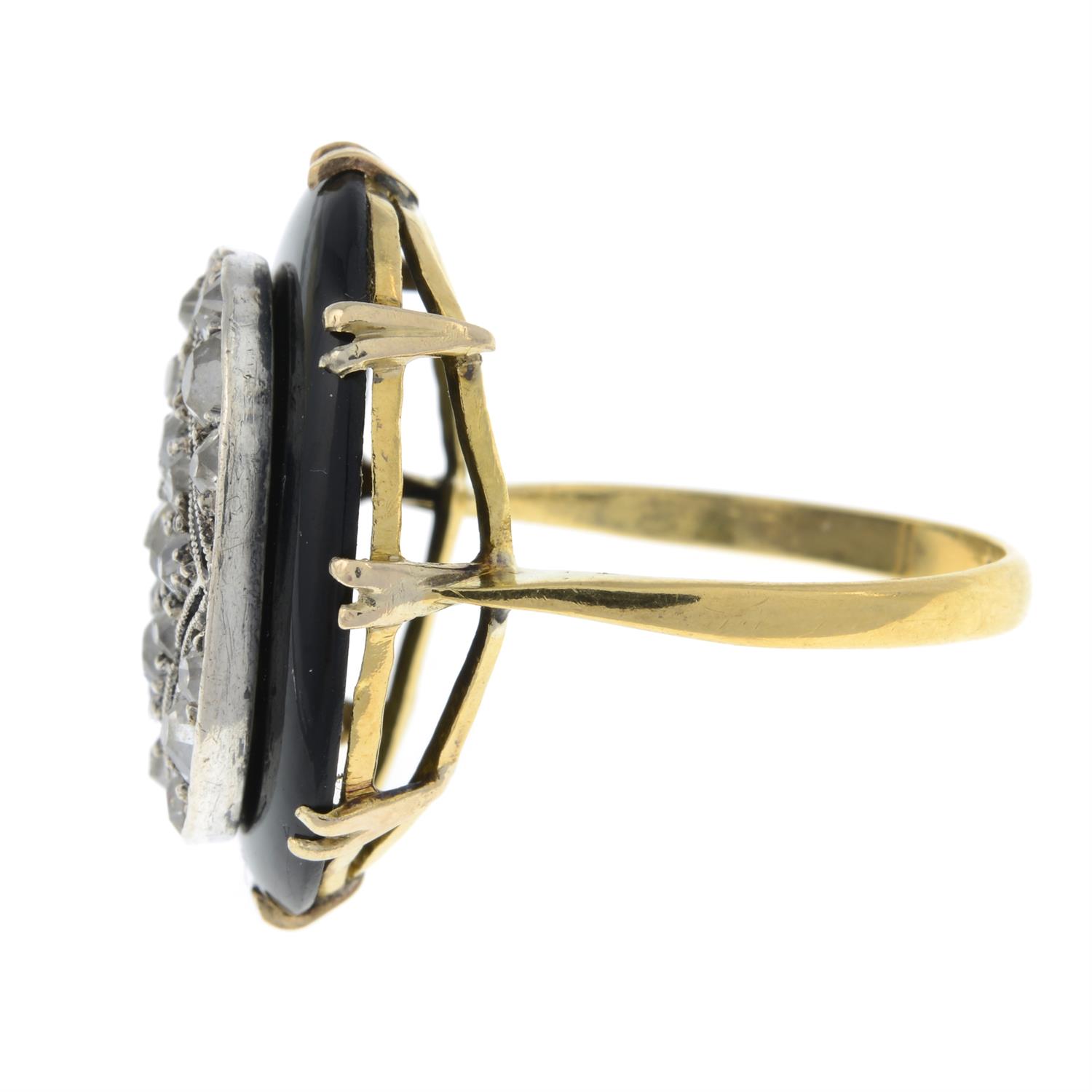 Art Deco silver and gold, diamond and onyx ring - Image 4 of 5