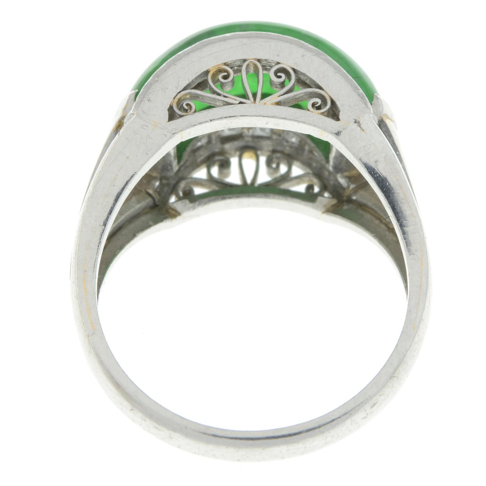 Jade and diamond saddle ring - Image 3 of 5