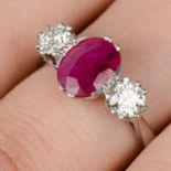 18ct gold ruby and diamond ring