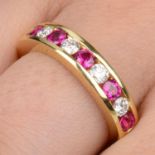 18ct gold ruby and diamond half eternity ring