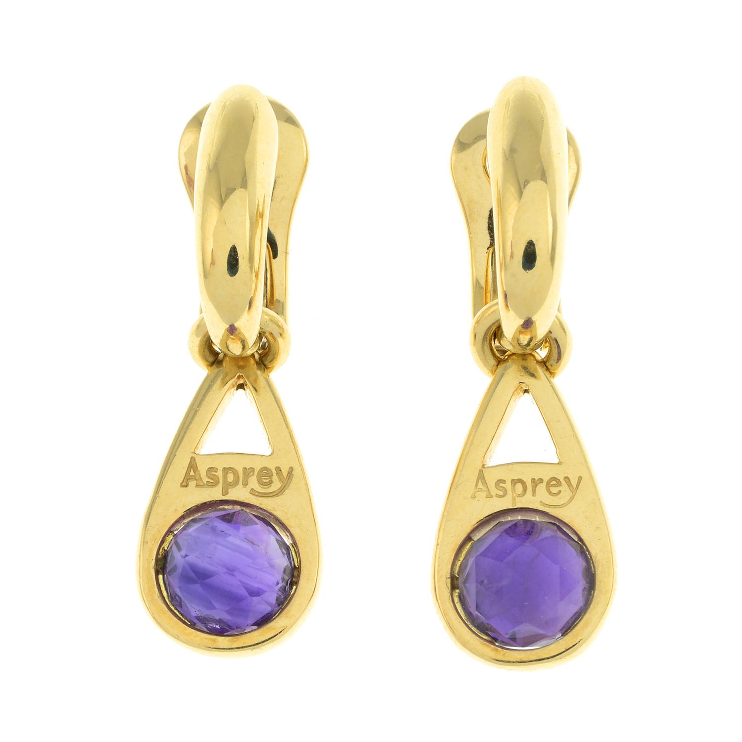 18ct gold amethyst earrings, by Asprey - Image 2 of 4