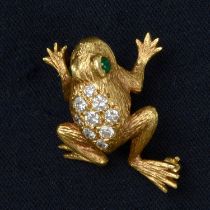 18ct gold diamond frog brooch, by E. Wolfe & Co.