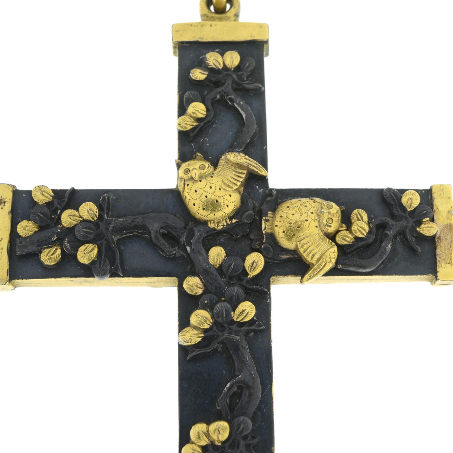 Late 19th century Japanese shakudo cross pendant - Image 3 of 5