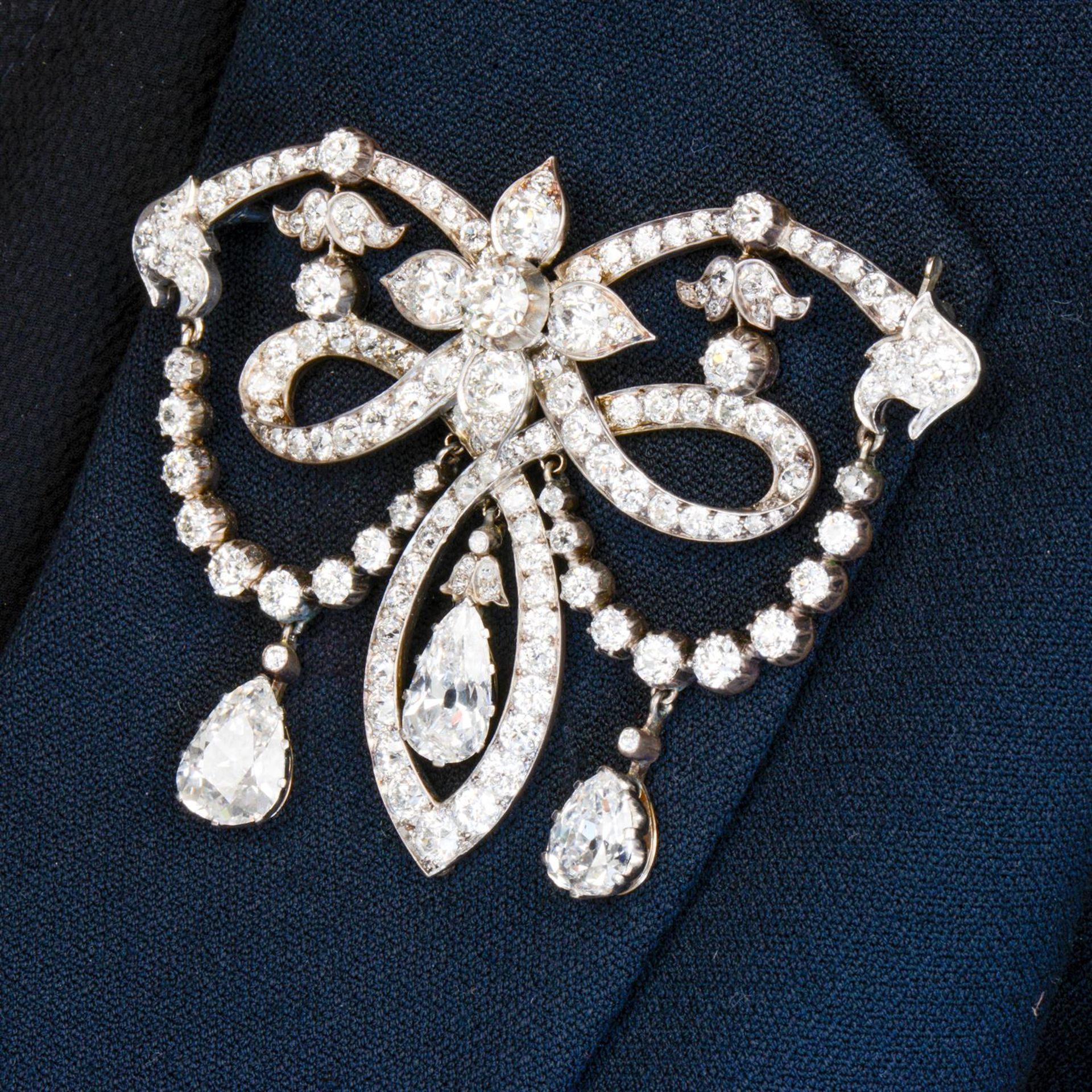19th century silver and gold diamond brooch