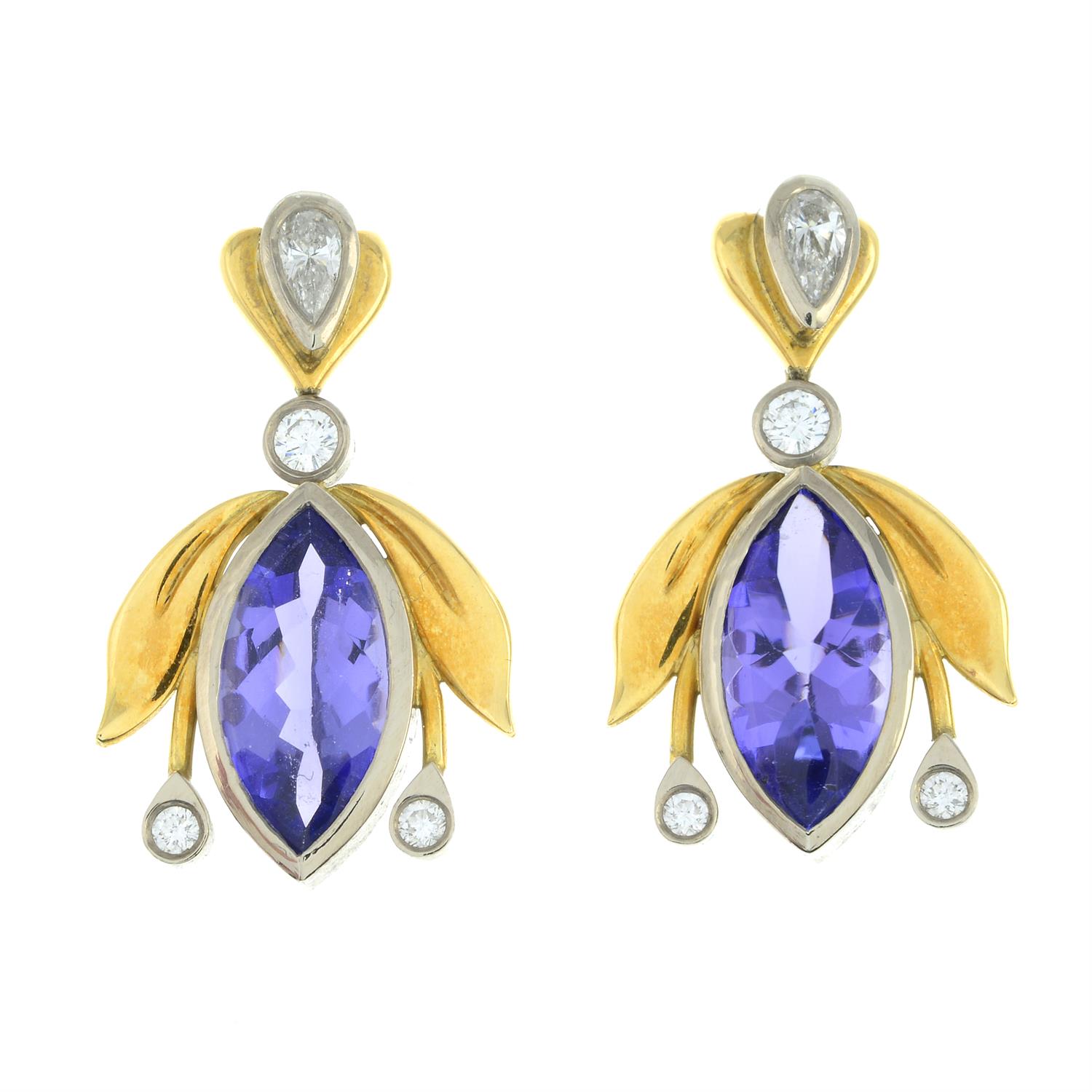 Tanzanite and diamond earrings, by Catherine Best - Image 2 of 4