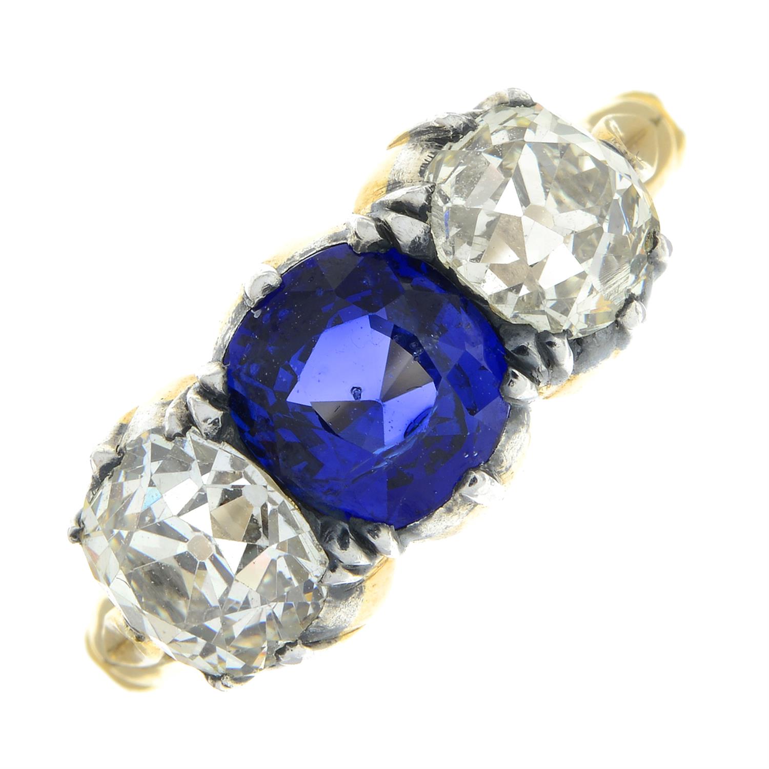 Late 19th century sapphire and old-cut diamond ring - Image 2 of 5