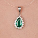 Emerald and diamond pendant