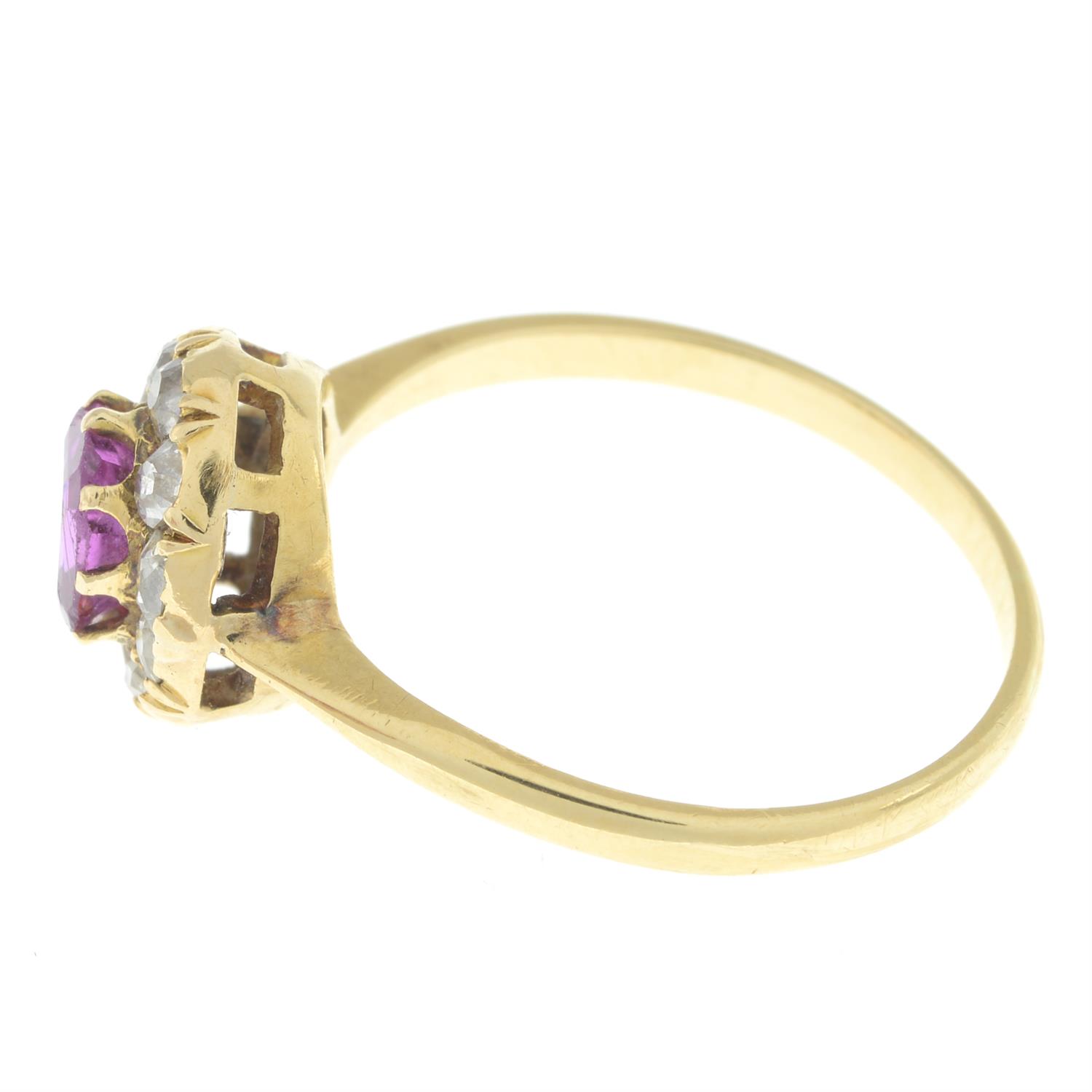 19th century gold Burmese pink sapphire and diamond ring - Image 4 of 5