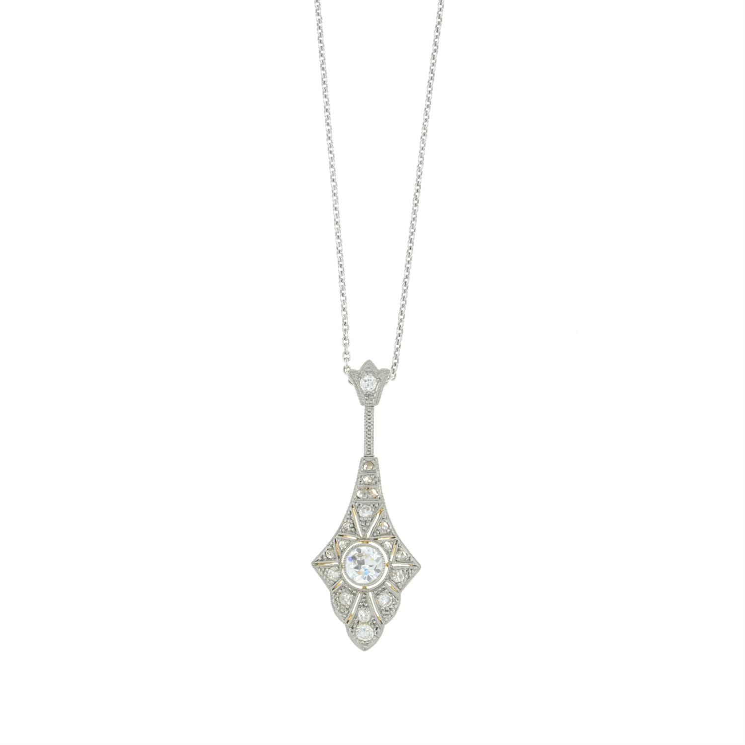 Diamond pendant, on chain - Image 3 of 6