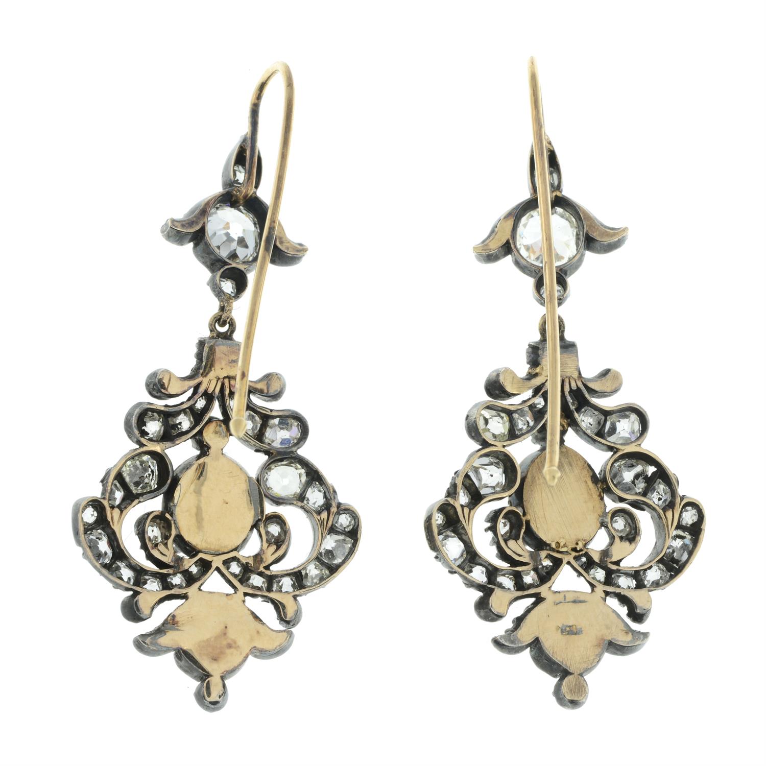 Old and rose-cut diamond earrings - Image 3 of 4