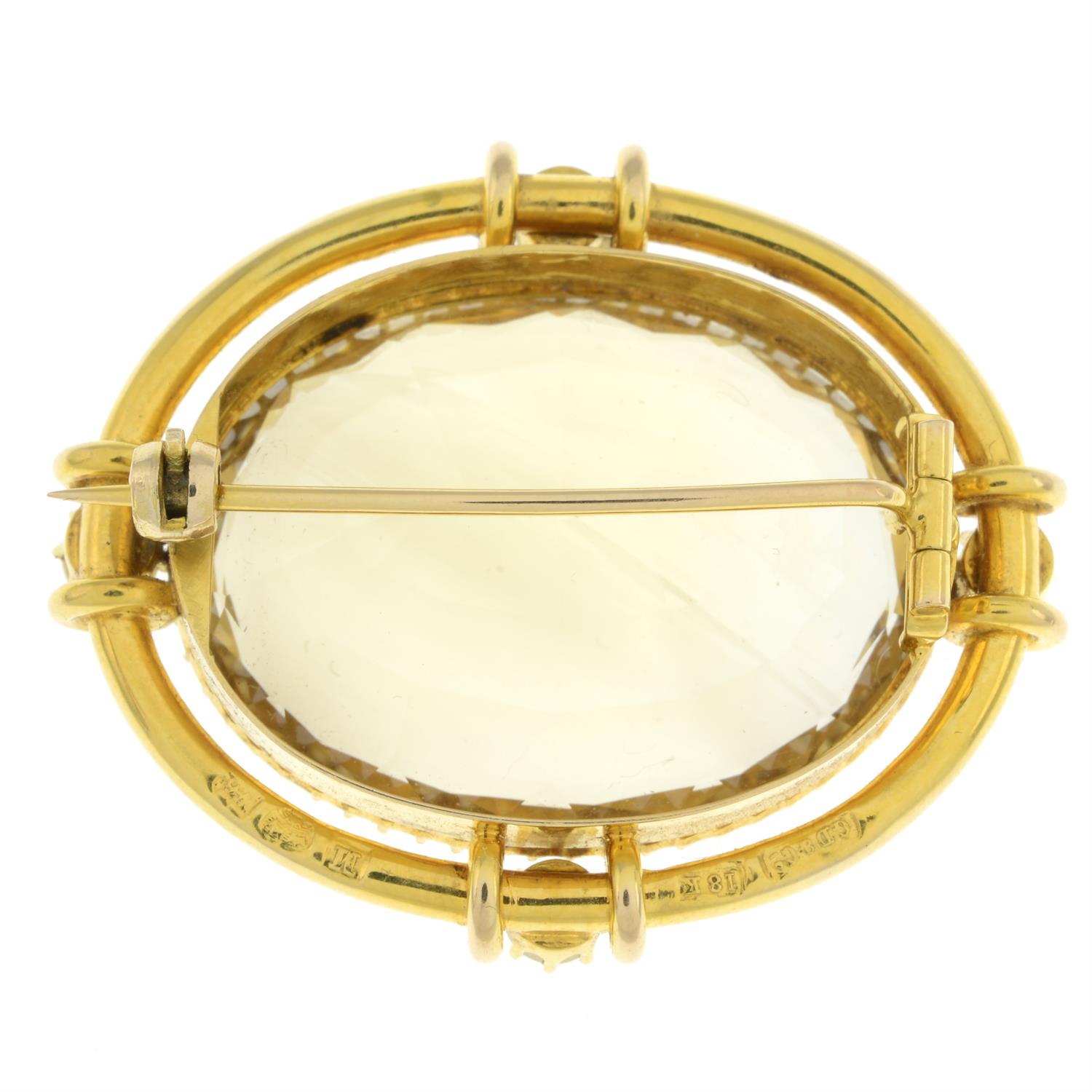 Late 19th century 18ct gold citrine and split pearl brooch - Image 3 of 4