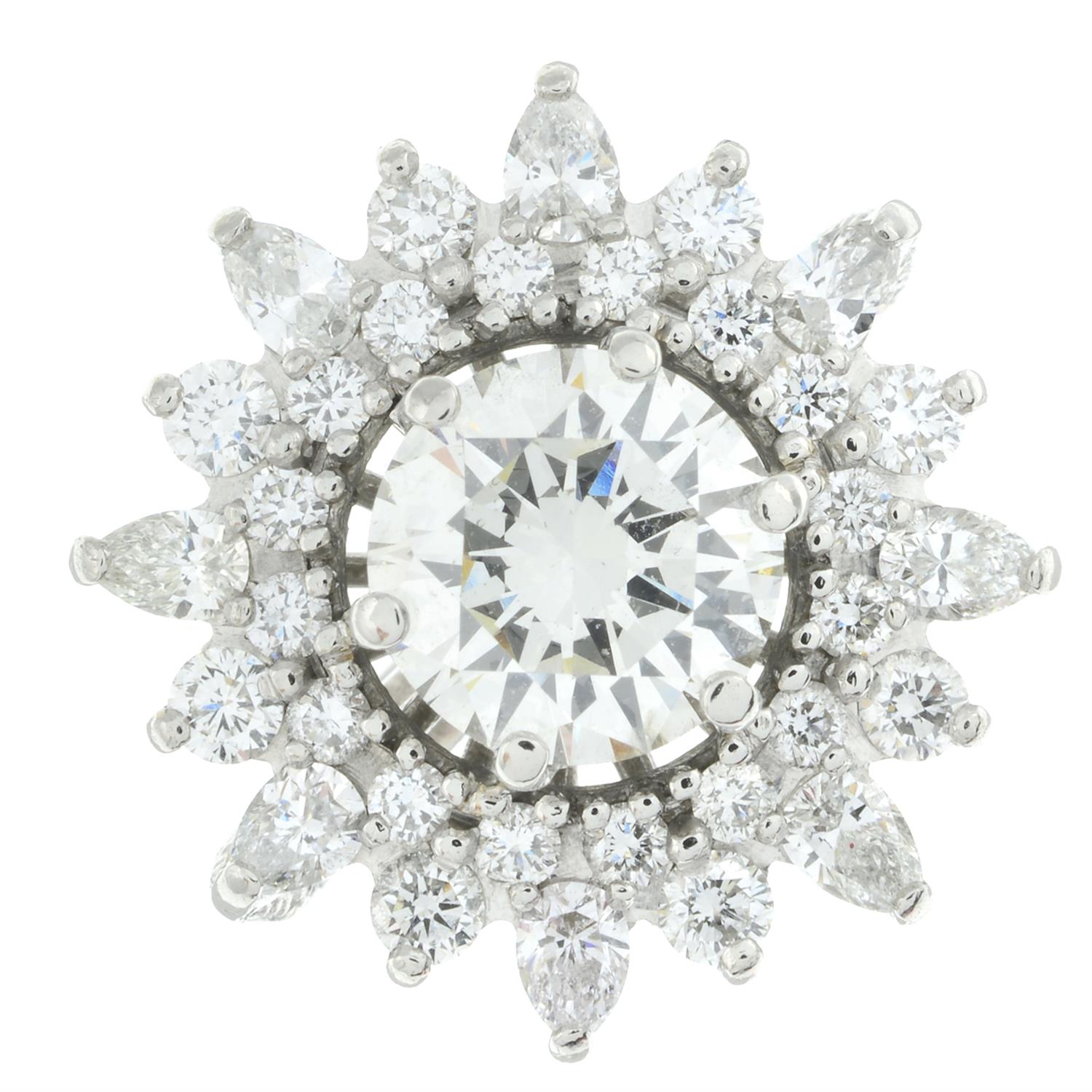 Platinum diamond floral dress ring - Bild 2 aus 6