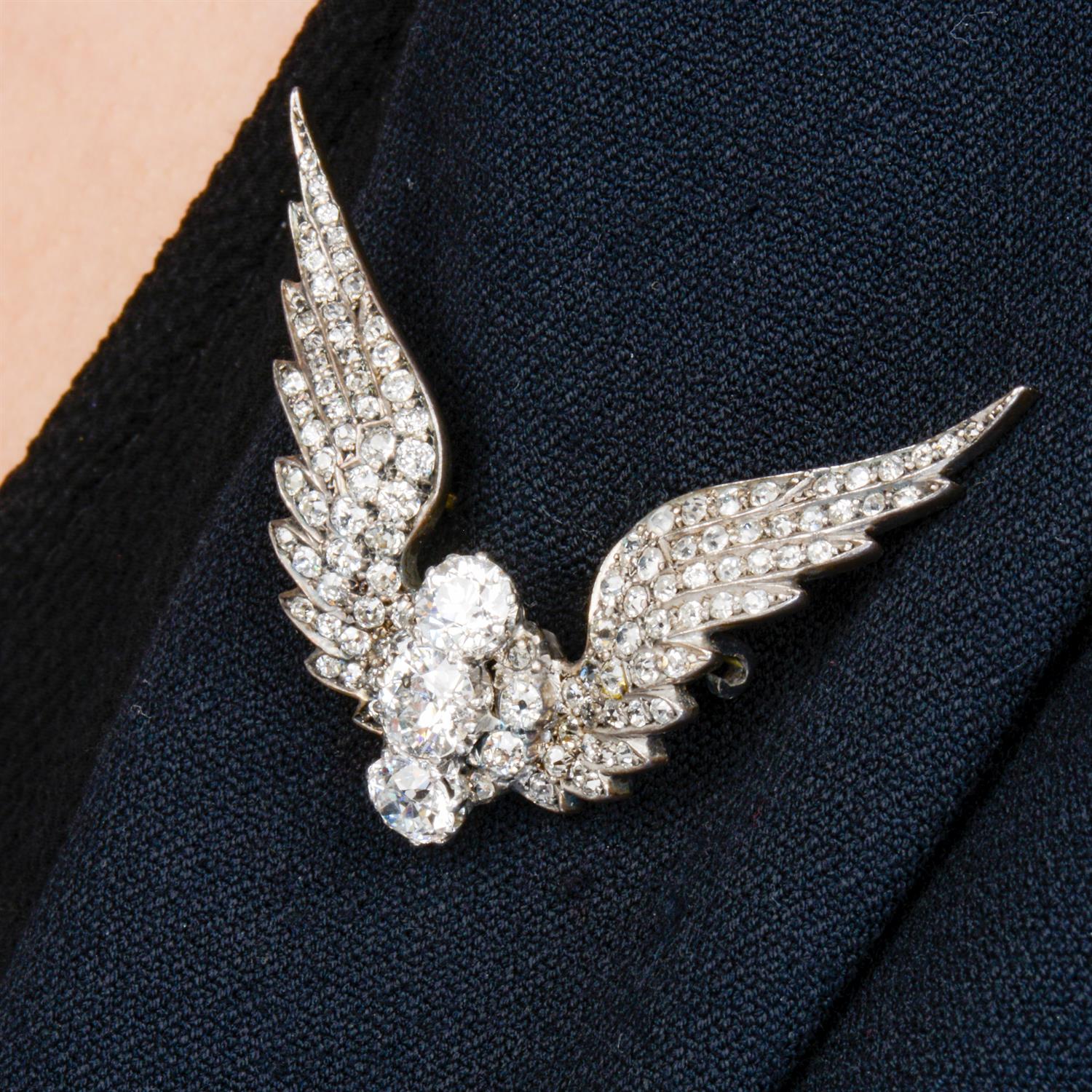 Victorian old-cut diamond wings brooch