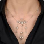 Victorian silver and 15ct gold diamond necklace