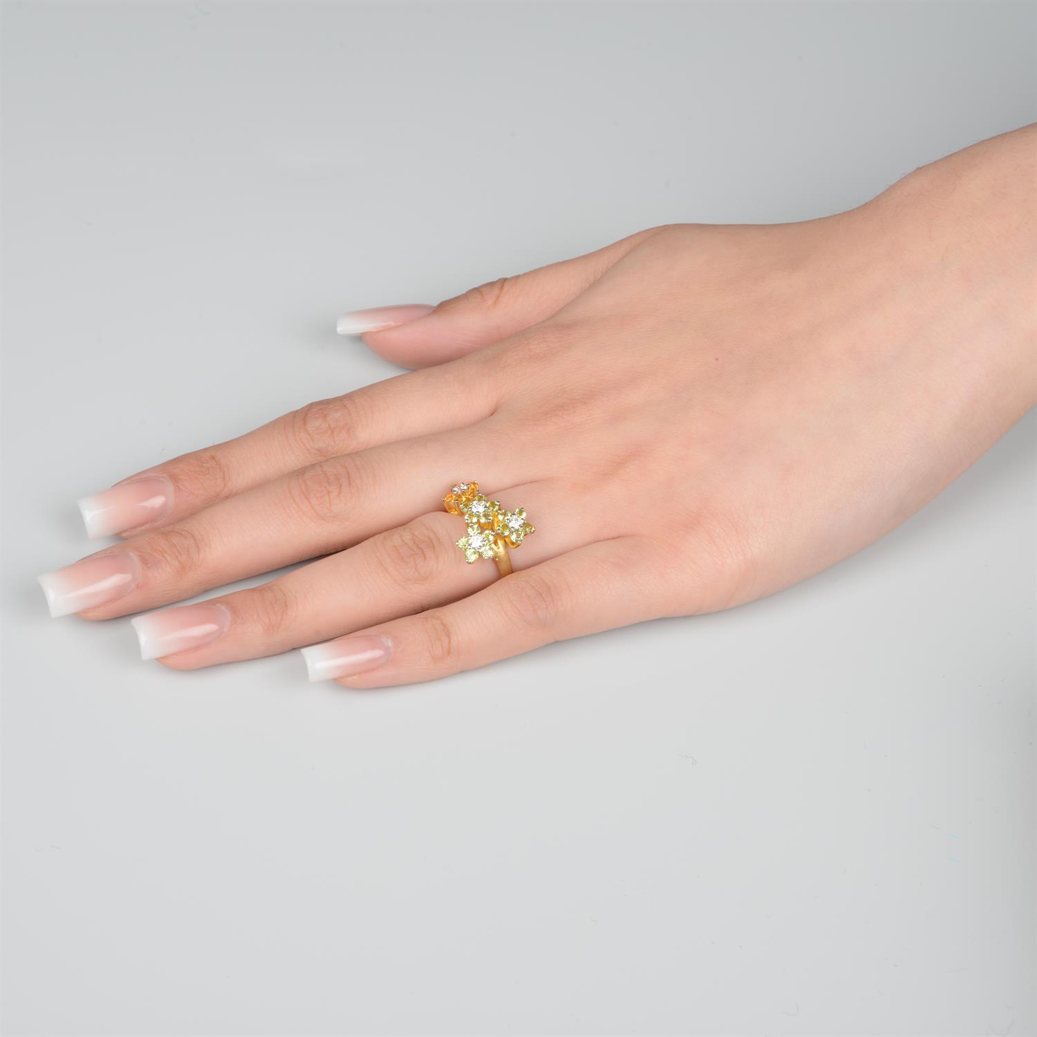 Diamond, peridot and citrine floral ring - Image 5 of 5