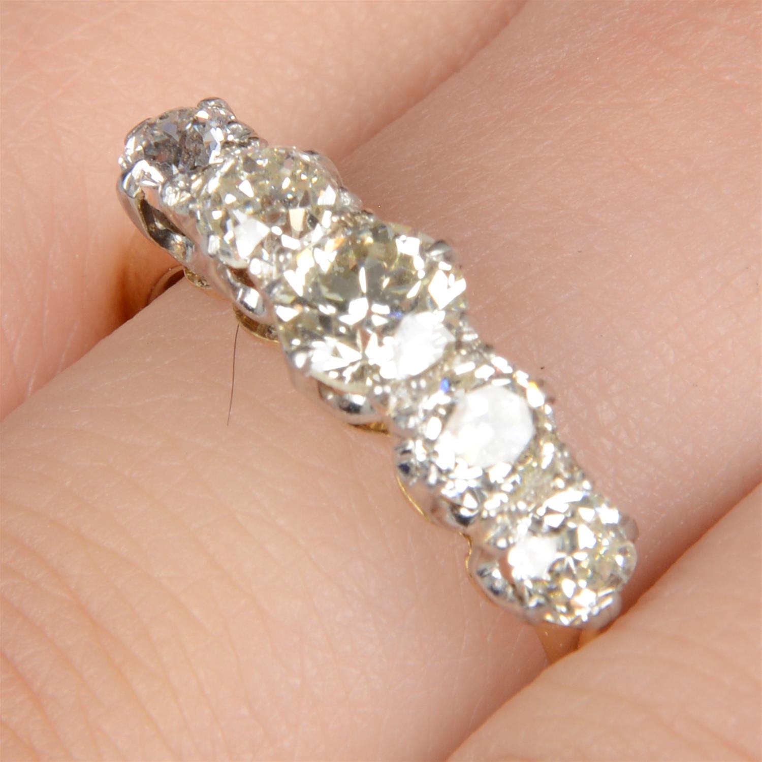 Early 20th century old-cut diamond five-stone ring