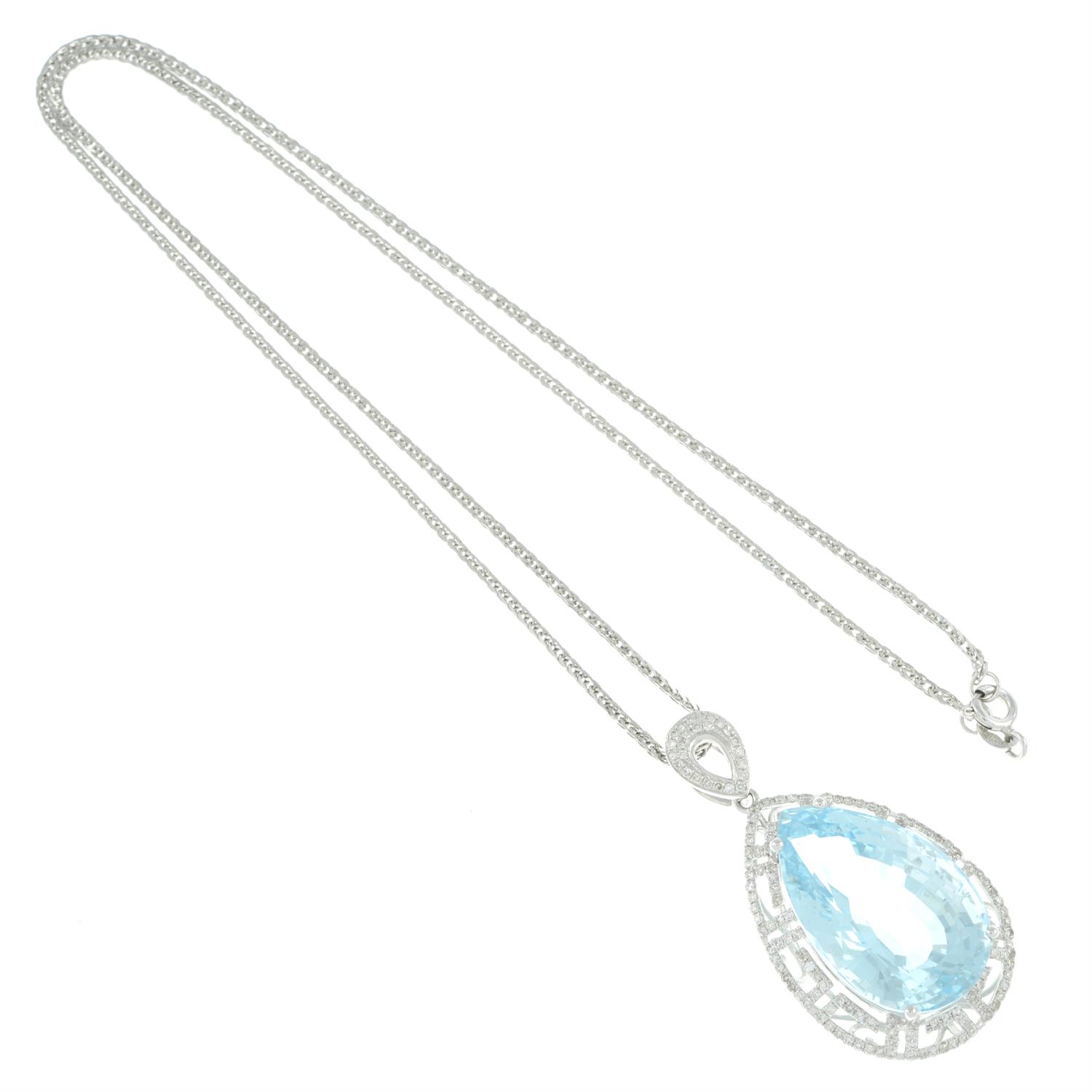 Aquamarine and diamond pendant, with chain - Bild 5 aus 6
